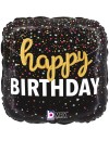 Balon foliowy kwadratowy Happy birthday czarny