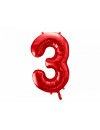 Balon foliowy Cyfra ''3'', 86cm czerwony