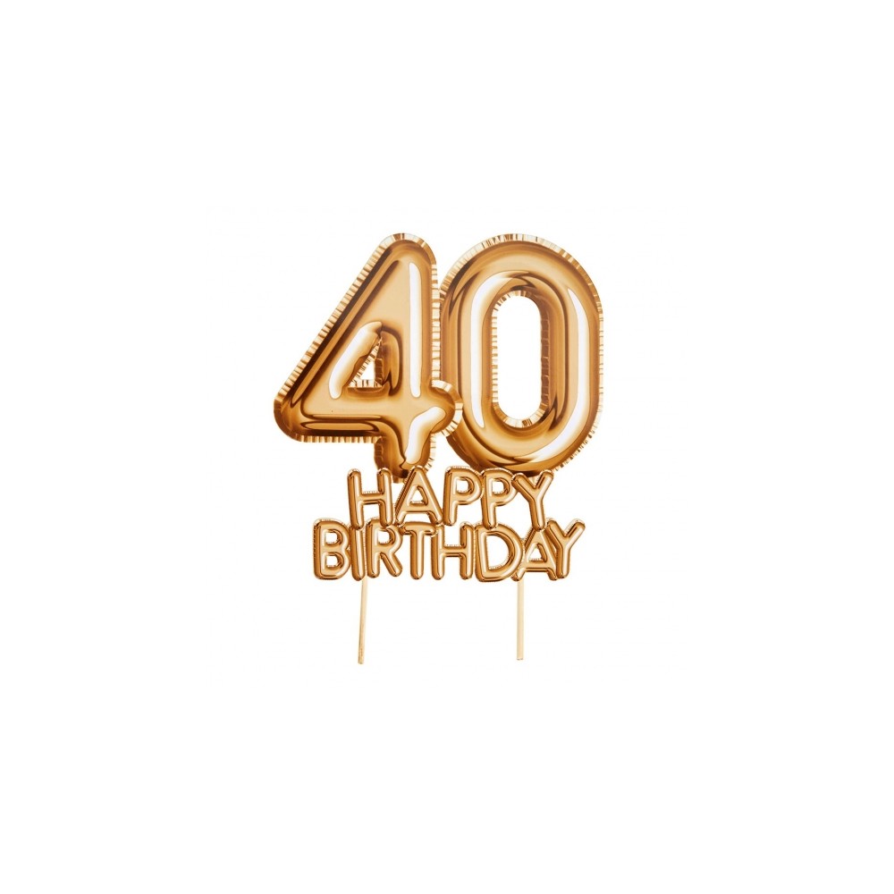 Topper złoty na tort 40 Happy Birthday