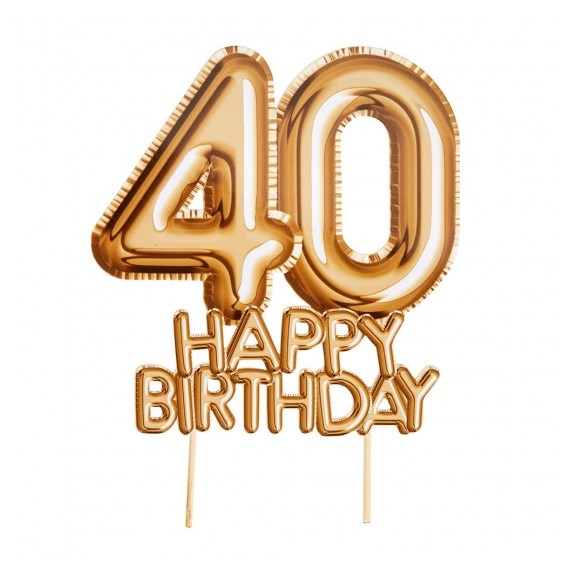 Topper złoty na tort 40 Happy Birthday