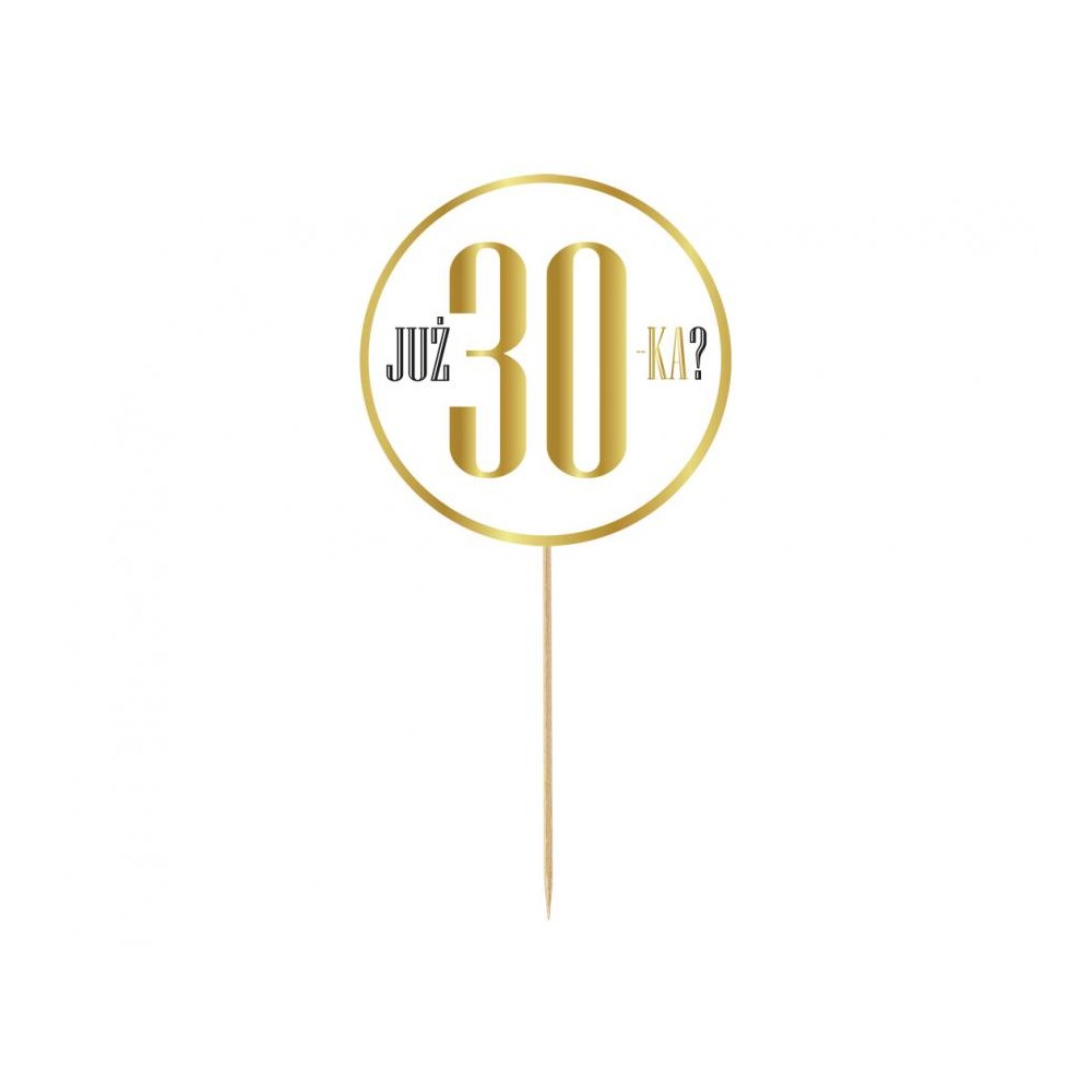 Topper papierowy "Już 30-ka?", biały, 10 cm