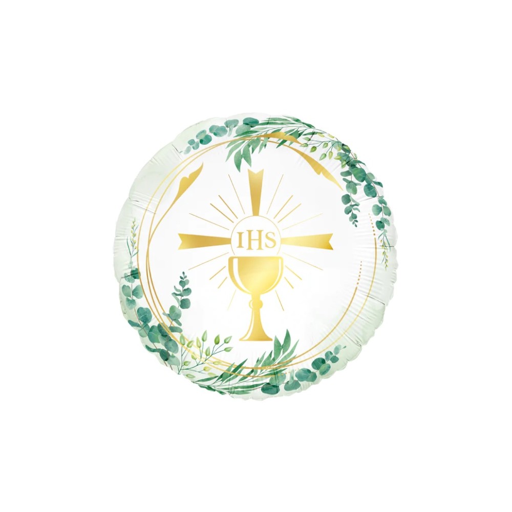 Balon foliowy Komunia Święta Kielich IHS 45cm