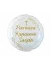 Balon foliowy Pierwsza Komunia Święta (kłosy), okrągły 45cm