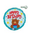 Balon foliowy okrągły Happy birthday miś
