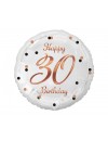Balon foliowy okrągły 30 Happy birthday złoty róż