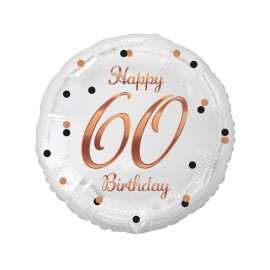 Balon foliowy okrągły 60 Happy birthday złoty róż