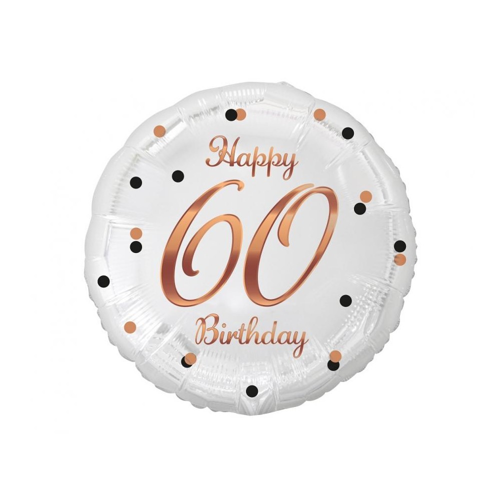 Balon foliowy okrągły 60 Happy birthday złoty róż
