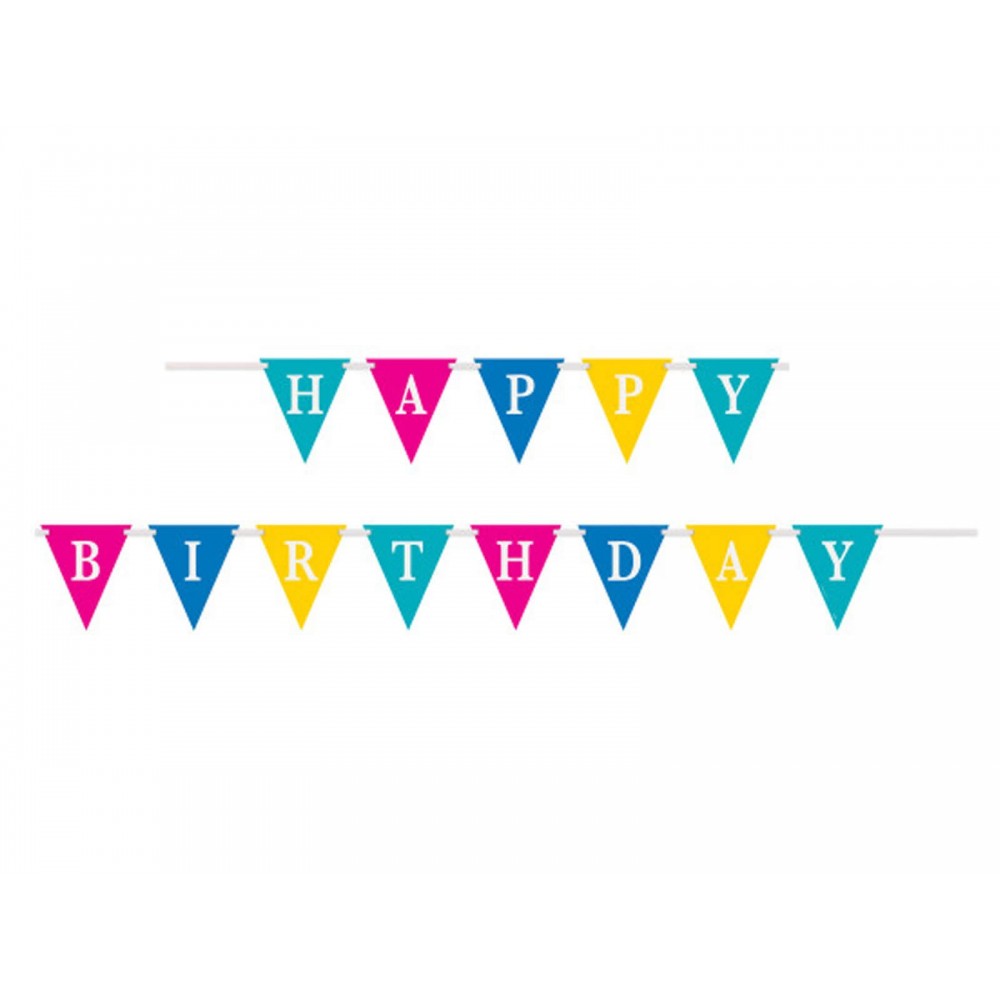 Baner flagi wielokolorowy Happy Birthday - 274 cm