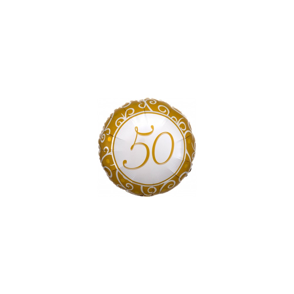 Balon foliowy okrągły liczba 50 złoty 17"