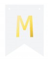 Baner DIY biały 16 cm - literka złota M