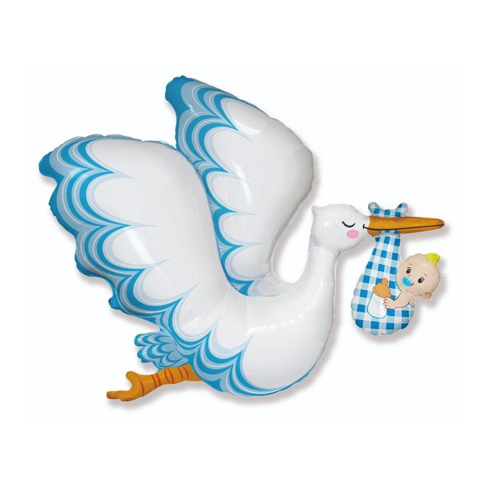 Balon foliowy bocian niebieski, 80 cm