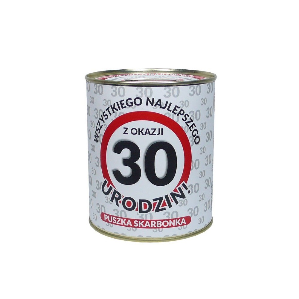 Skarbonka puszka konserwa metalowa znak 30