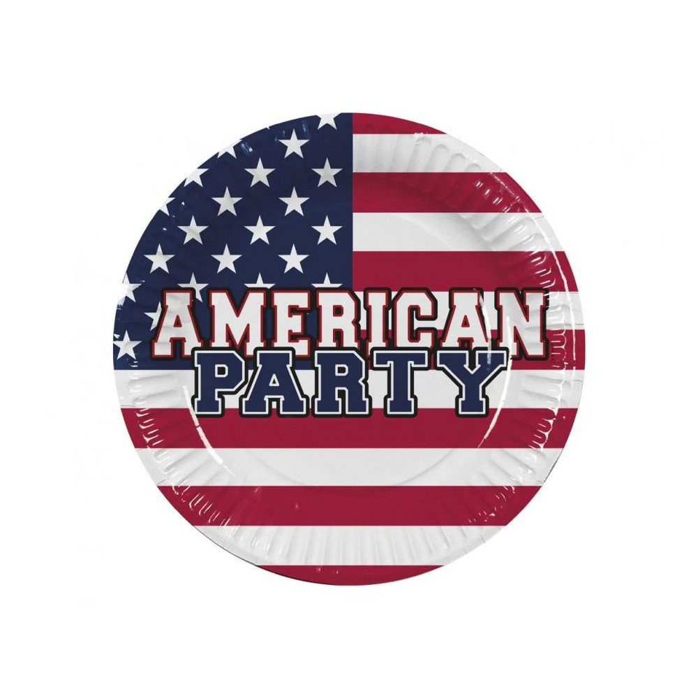Talerzyki papierowe USA / Ameryka - American Party, 23 cm, 10 szt.