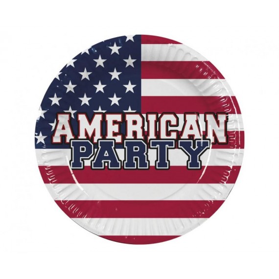 Talerzyki papierowe USA / Ameryka - American Party, 23 cm, 10 szt.