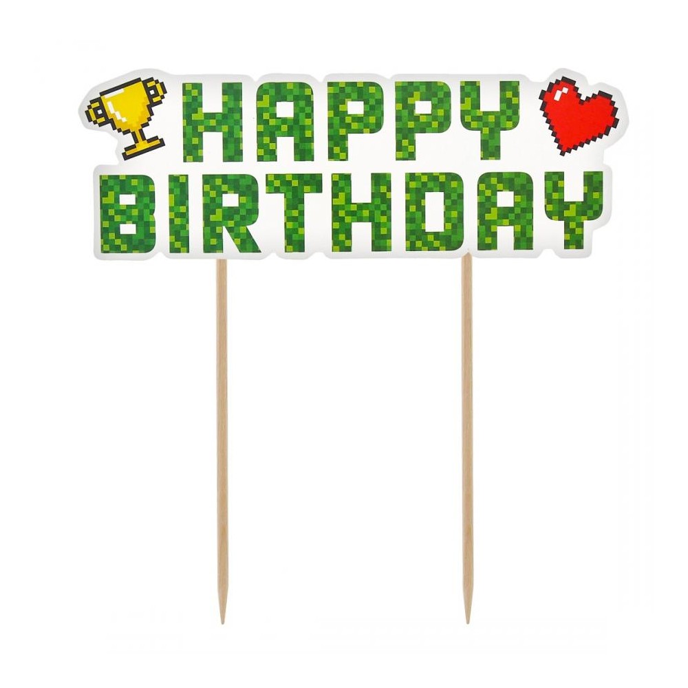 Topper na tort Happy Birthday - Game On, Piksele