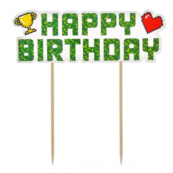 Topper na tort Happy Birthday - Game On, Piksele