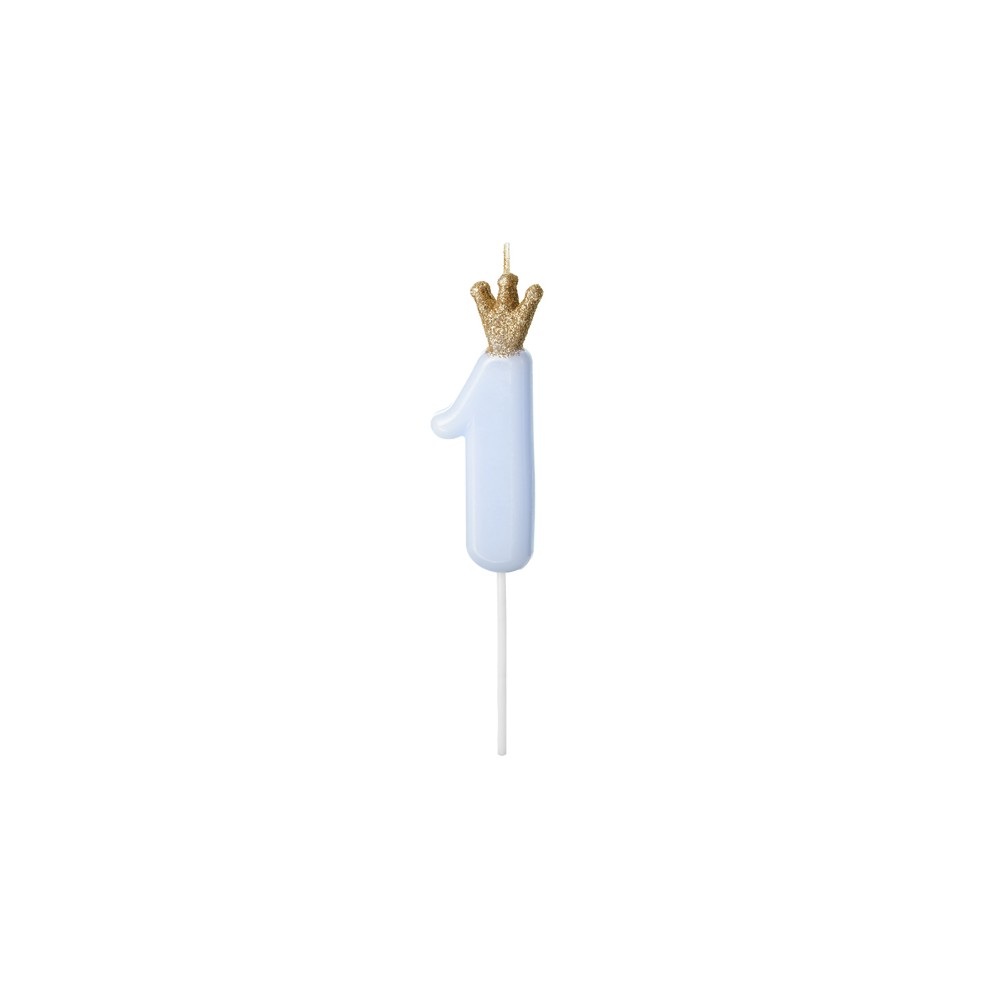 Świeczka urodzinowa Cyferka 1, jasny niebieski, 9.5cm