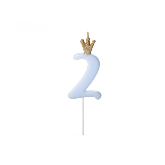 Świeczka urodzinowa Cyferka 2, jasny niebieski, 9.5cm