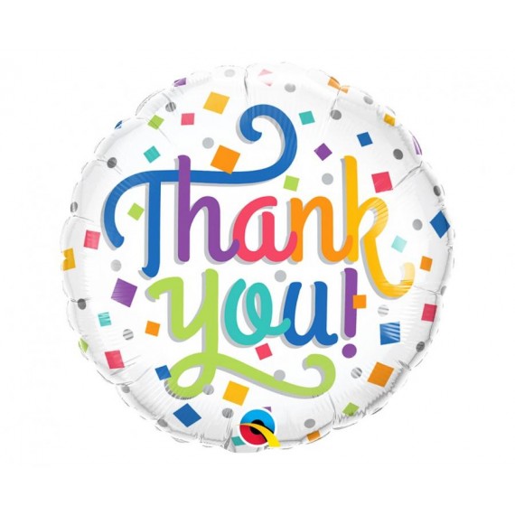 Balon foliowy  kółko 18" QL "Thank You - Colorful Confetti"