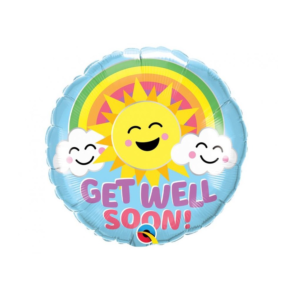 Balon foliowy  kółko 18" QL "Get Well Soon - Sunny Smiles"