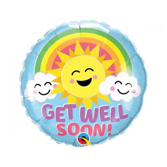 Balon foliowy kółko 18" QL "Get Well Soon - Sunny Smiles"