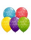 Balon lateksowy QL "Happy Birthday - Elegant Sparkles & Swirls",pastel mix