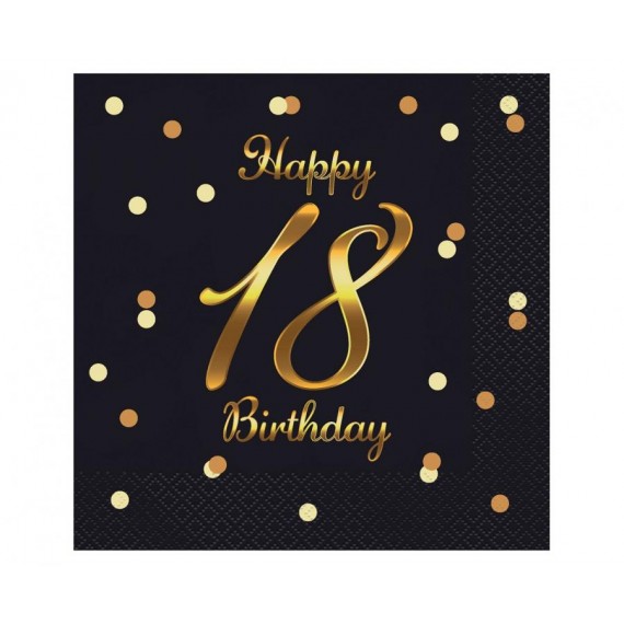 Serwetki papierowe Happy 18 Birthday, 33 x 33 cm, 20 szt.