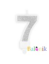 Świeczka urodzinowa Cyferka 7, srebrny, 7cm