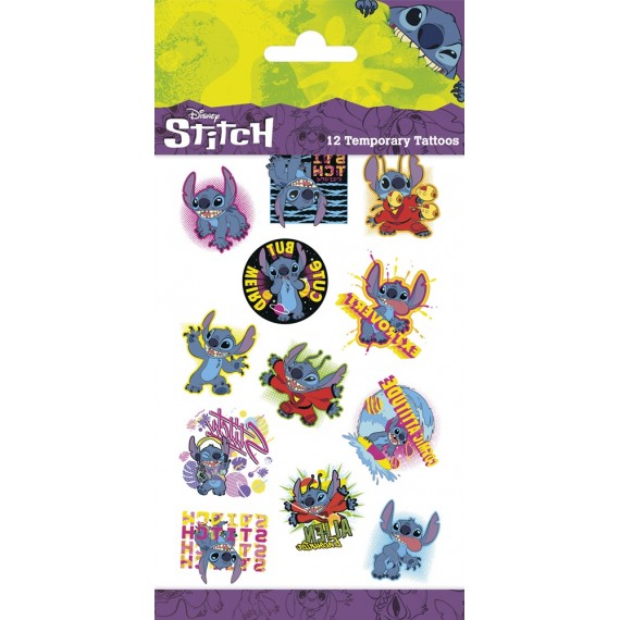 Zestaw tatuaży zmywalnych Stitch, 12 szt. Disney