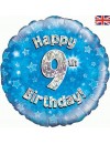 Balon foliowy okrągły Happy birthday cyfra 9 niebieski 18"