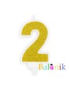 Świeczka urodzinowa Cyferka 2, złoty, 7cm