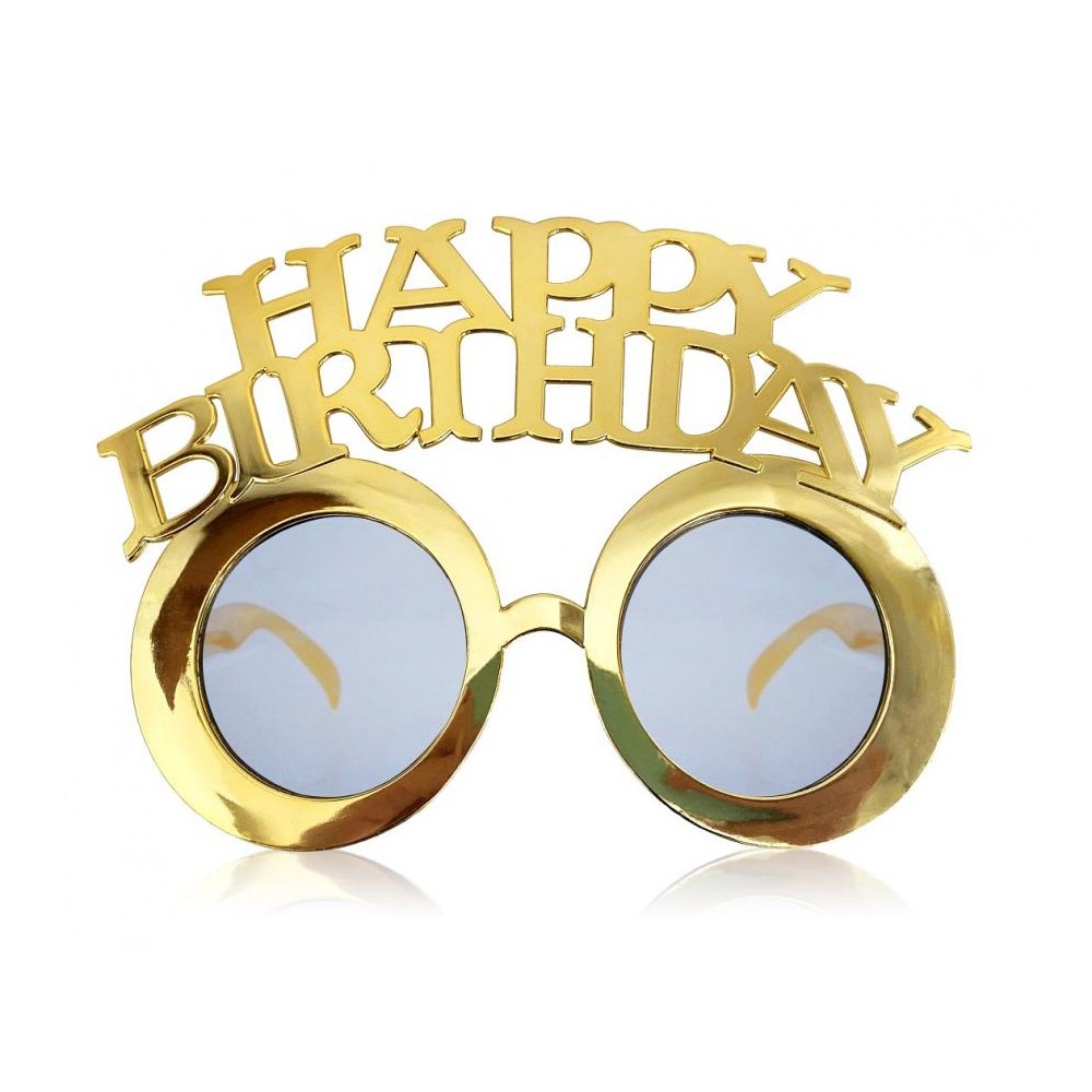 Okulary Happy Birthday, złote