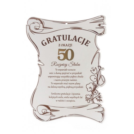 Dyplom grawerowany gratulacje - 50 Rocznica Ślubu