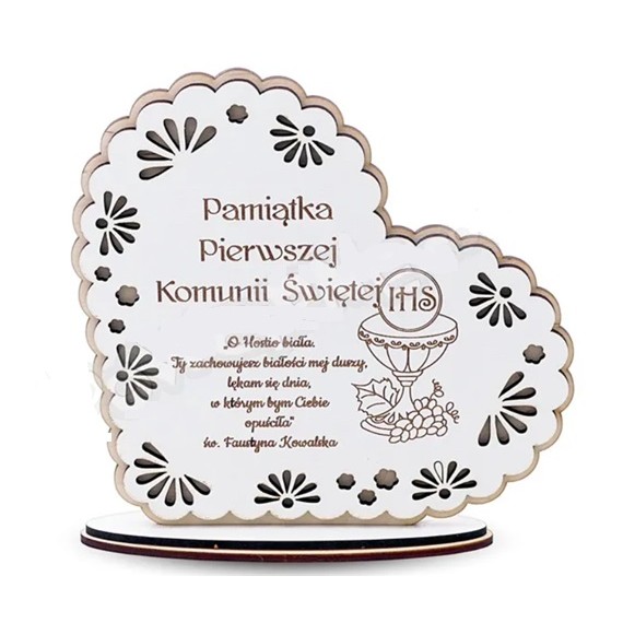 Pamiątka Pierwszej Komunii Świętej (serce ażurowe)