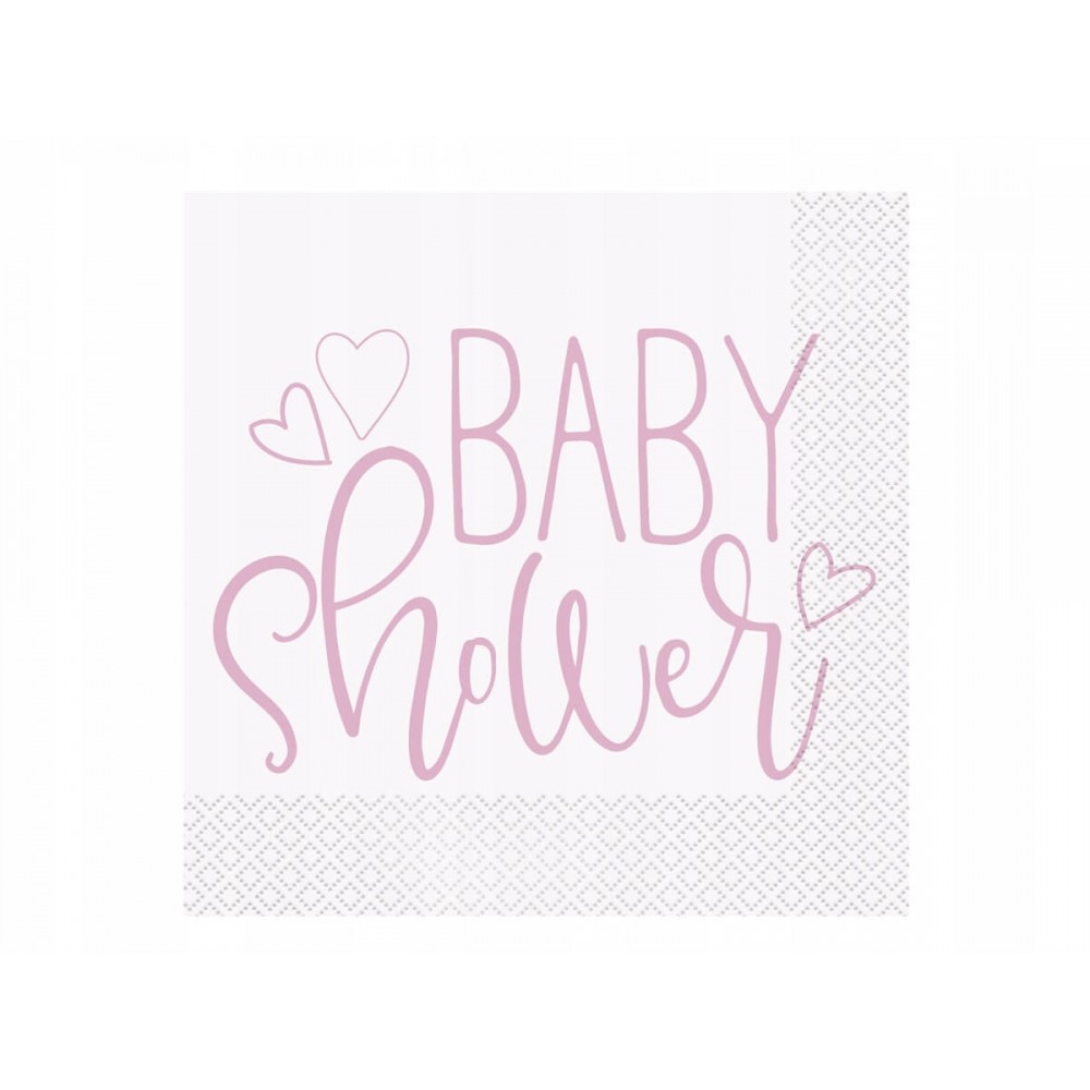 Serwetki Baby shower, 33x33cm, różowe
