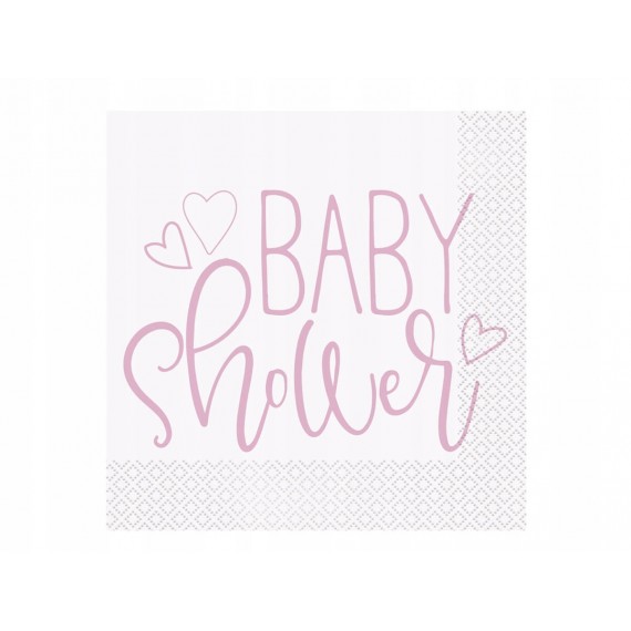 Serwetki Baby shower, 33x33cm, różowe