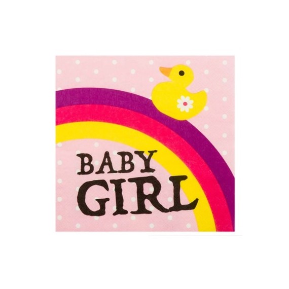 Serwetki Baby girl, 33x33cm, różowe, kaczuszka