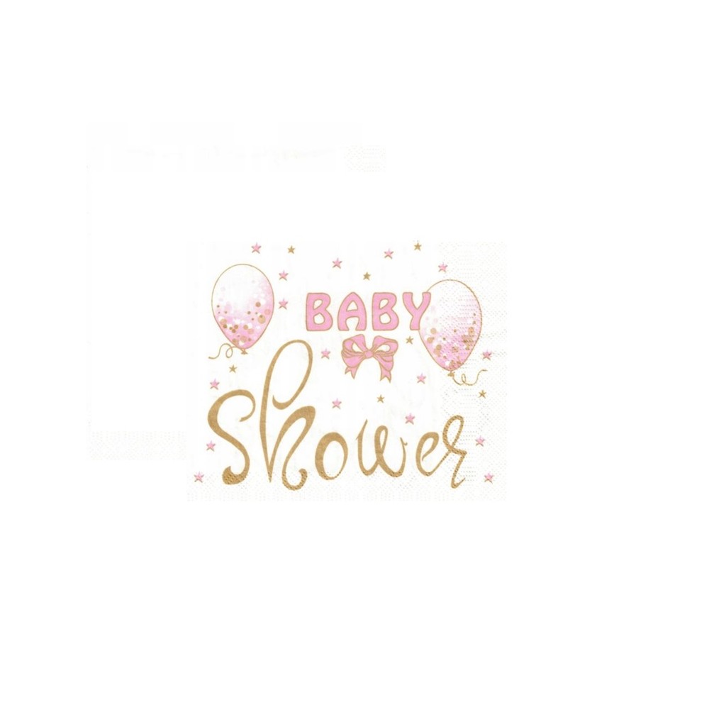 Serwetki Baby shower, 33x33cm, różowe