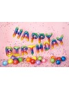 Balon foliowy Happy Birthday, 340x35cm, tęczowy