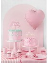 Topper akrylowy na tort Happy Birthday, jasny róż, 16.5 cm