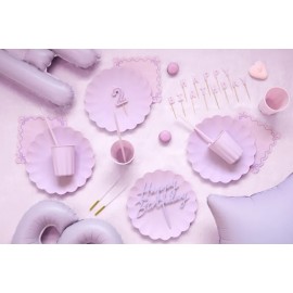 Topper akrylowy na tort Happy Birthday, fioletowy, 16.5 cm