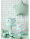 Topper akrylowy na tort Happy Birthday, zieleń, 16.5 cm
