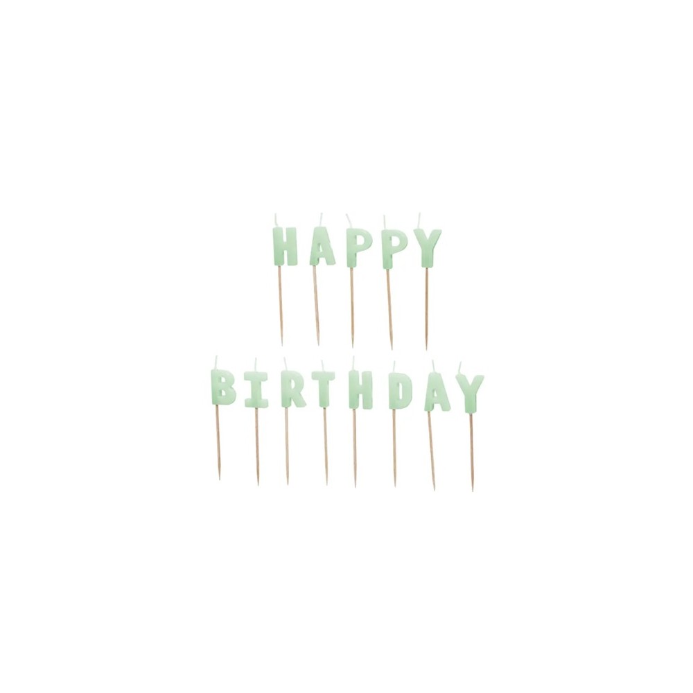 Świeczki urodzinowe Happy Birthday, 2,5 cm, jasny zielony