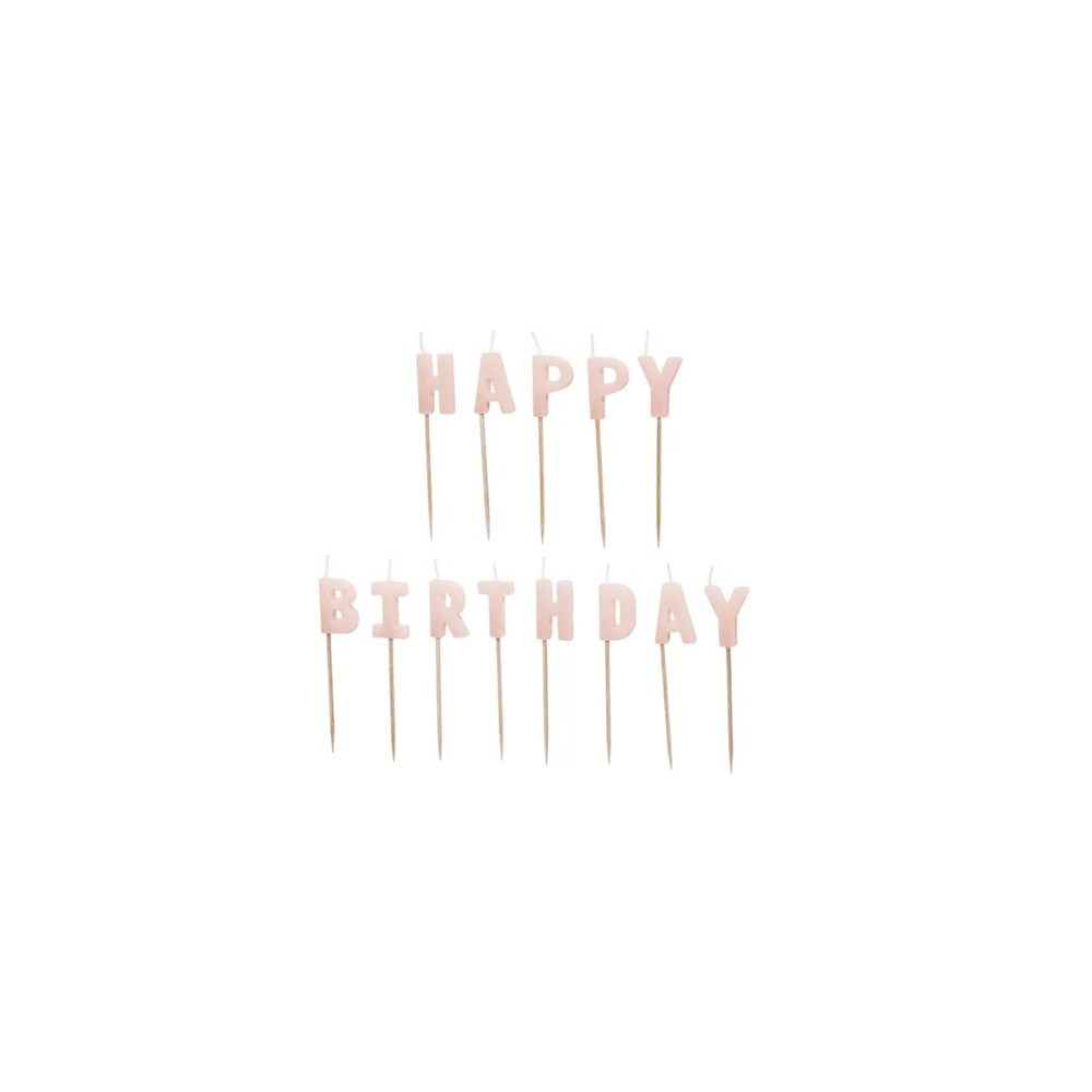 Świeczki urodzinowe Happy Birthday, 2,5 cm, różowy