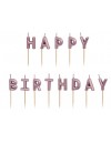 Świeczki urodzinowe Happy Birthday, 2.5 cm, różowe złoto