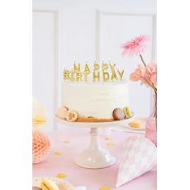 Świeczki urodzinowe Happy Birthday, 2.5 cm, złoty