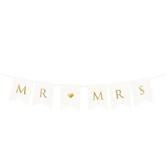 Baner Mr Mrs, biały, 15 x 85 cm
