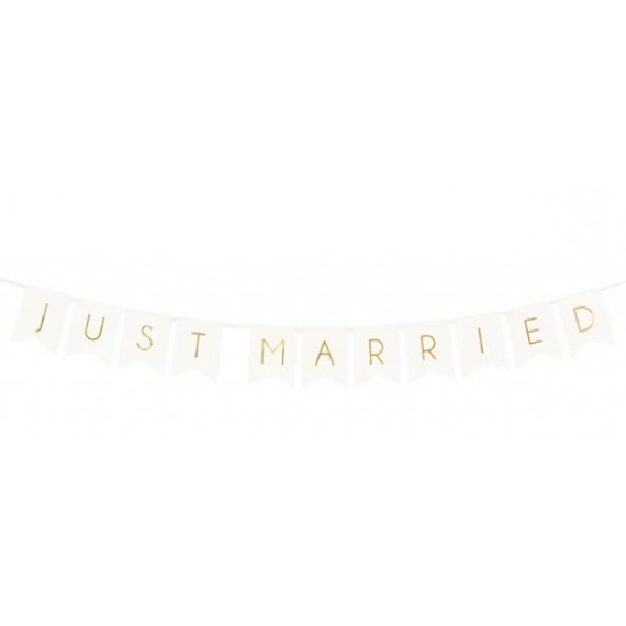 Baner Just Married, biały, 15 x 155 cm
