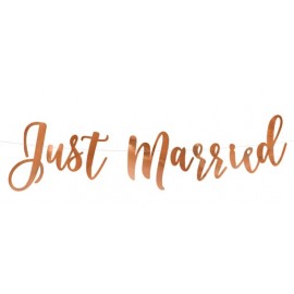 Baner Just Married, różowe...