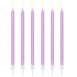 Świeczki urodzinowe gładkie, jasny liliowy, 14cm